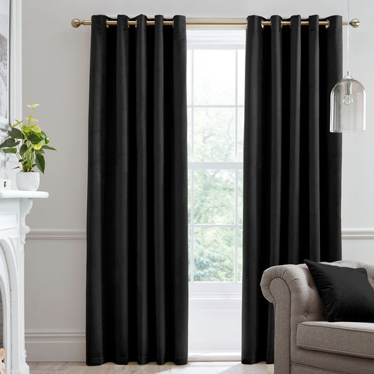 Montrose Pair of Eyelet Curtains by Laurence Llewelyn-Bowen in Black - Pair of Eyelet Curtains - Laurence Llewelyn-Bowen