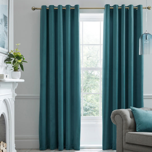 Montrose Pair of Eyelet Curtains by Laurence Llewelyn-Bowen in Teal - Pair of Eyelet Curtains - Laurence Llewelyn-Bowen