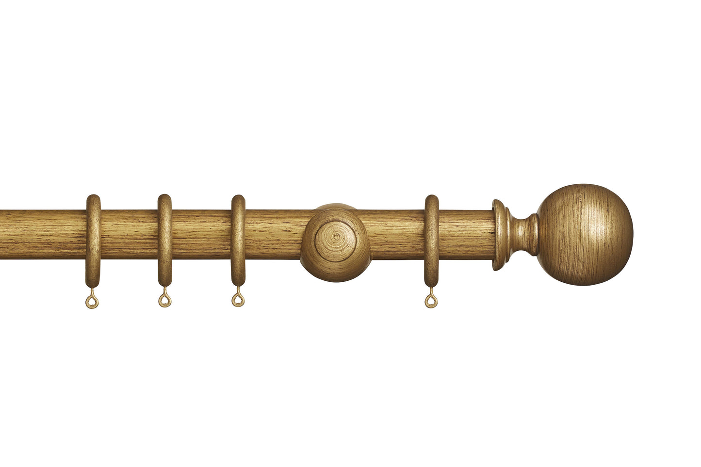 Hallis Museum Plain Ball 35mm Wooden Curtain Pole - Antique Gilt