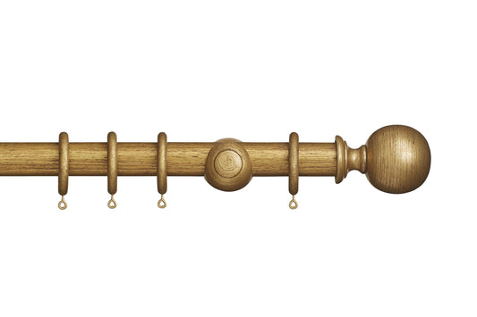 Hallis Museum Plain Ball 35mm Wooden Curtain Pole - Antique Gilt