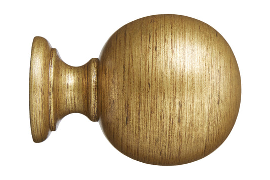Hallis Museum Plain Ball 35mm Wooden Curtain Pole Finial - Antique Gilt