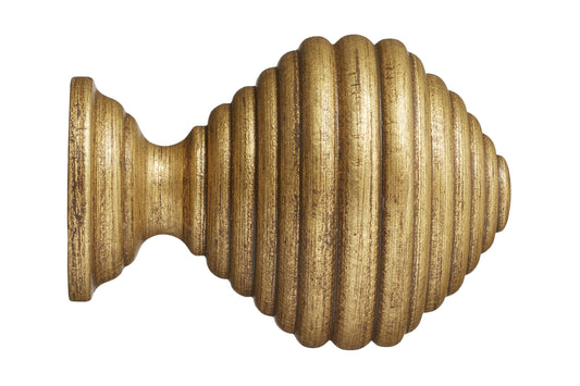 Hallis Museum Dune 35mm Wooden Curtain Pole Finial - Antique Gilt