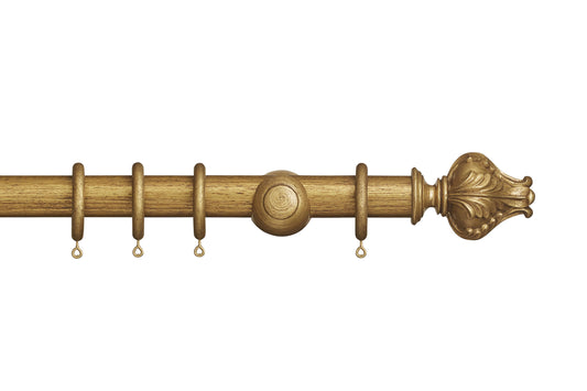 Hallis Museum Vienna 35mm Wooden Curtain Pole - Antique Gilt