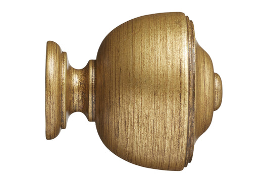 Hallis Museum Asher 35mm Wooden Curtain Pole Finial - Antique Gilt