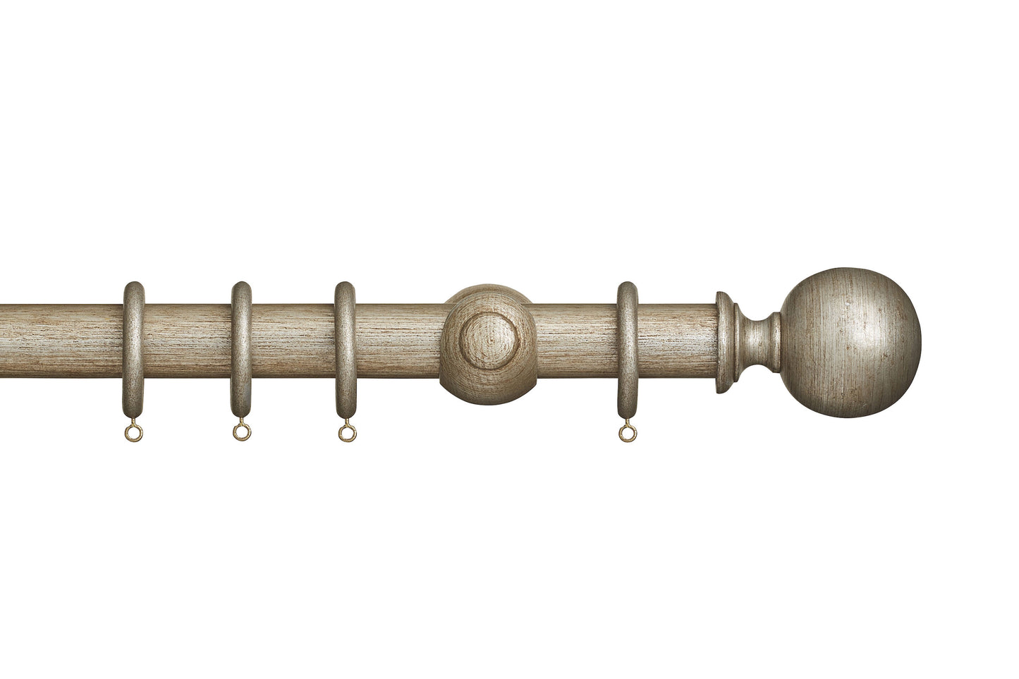 Hallis Museum Plain Ball 35mm Wooden Curtain Pole - Antique Silver