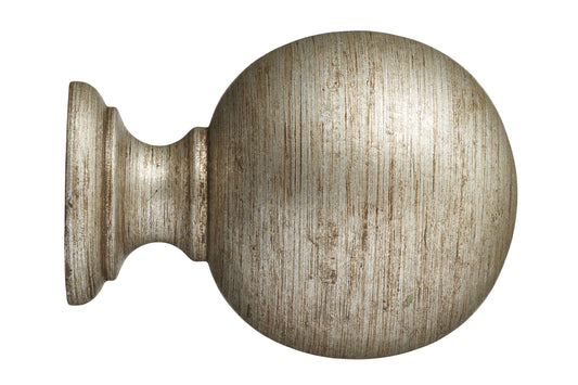 Hallis Museum Plain Ball 35mm Wooden Curtain Pole Finial - Antique Silver