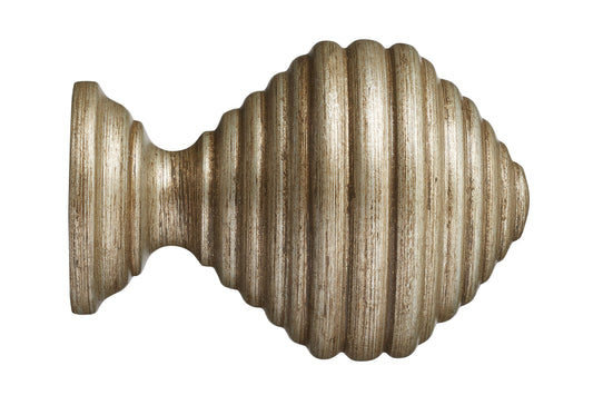 Hallis Museum Dune 35mm Wooden Curtain Pole Finial - Antique Silver