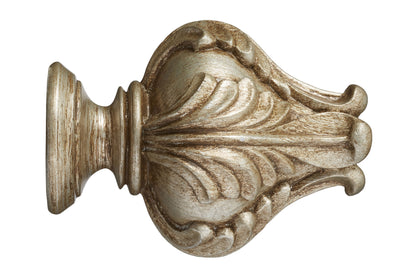 Hallis Museum Vienna 35mm Wooden Curtain Pole Finial - Antique Silver