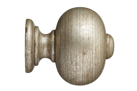 Hallis Museum Parham 35mm Wooden Curtain Pole Finial - Antique Silver