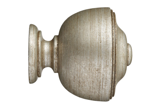 Hallis Museum Asher 35mm Wooden Curtain Pole Finial - Antique Silver