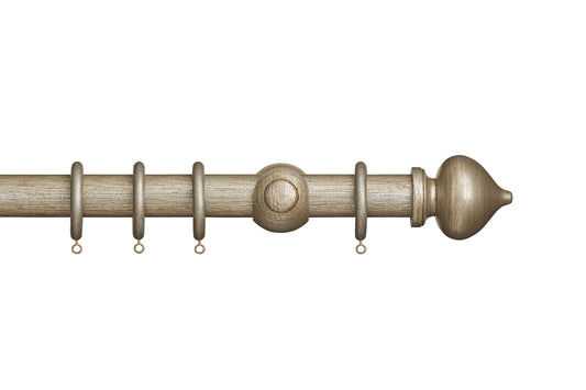 Hallis Museum Florence 35mm Wooden Curtain Pole - Antique Silver