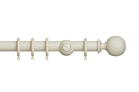Hallis Museum Plain Ball 35mm Wooden Curtain Pole - Antique White