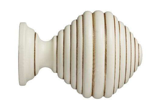 Hallis Museum Dune 35mm Wooden Curtain Pole Finial - Antique White
