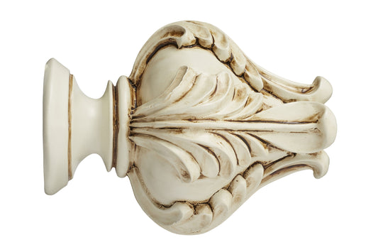 Hallis Museum Vienna 35mm Wooden Curtain Pole Finial - Antique White