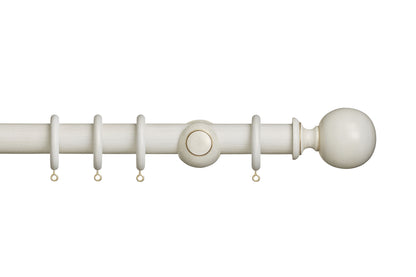 Hallis Museum Plain Ball 35mm Wooden Curtain Pole - Cream & Gold