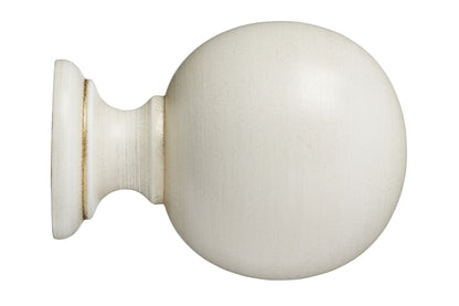 Hallis Museum Plain Ball 35mm Wooden Curtain Pole Finial - Cream & Gold