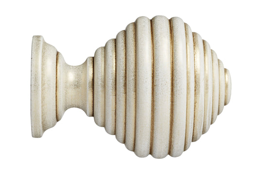 Hallis Museum Dune 35mm Wooden Curtain Pole Finial - Cream & Gold