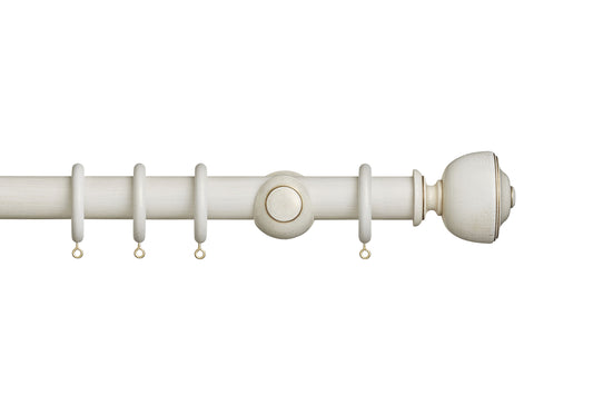Hallis Museum Asher 35mm Wooden Curtain Pole - Cream & Gold
