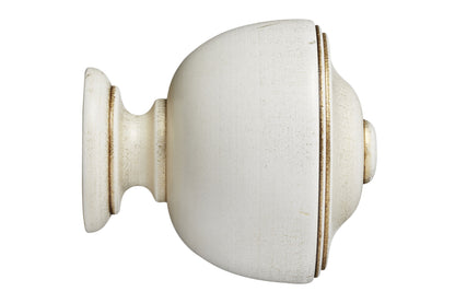 Hallis Museum Asher 35mm Wooden Curtain Pole Finial - Cream & Gold
