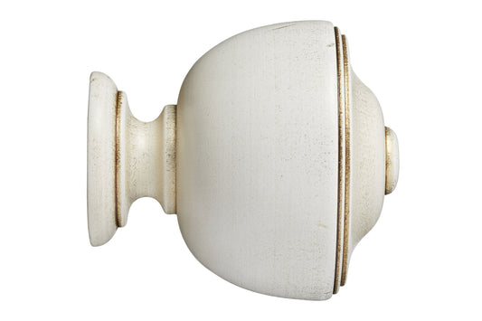Hallis Museum Asher 35mm Wooden Curtain Pole Finial - Cream & Gold
