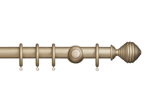 Hallis Museum Dune 35mm Wooden Curtain Pole - Satin Oyster