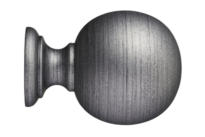 Hallis Museum Plain Ball 35mm Wooden Curtain Pole Finial - Satin Pewter