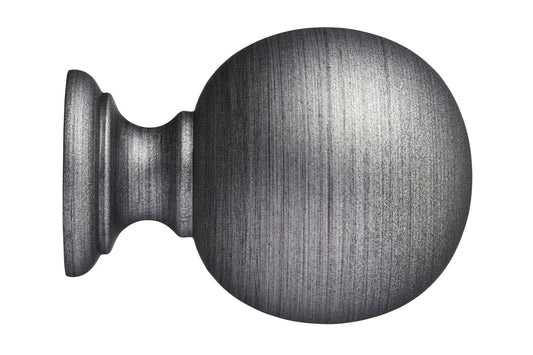 Hallis Museum Plain Ball 35mm Wooden Curtain Pole Finial - Satin Pewter