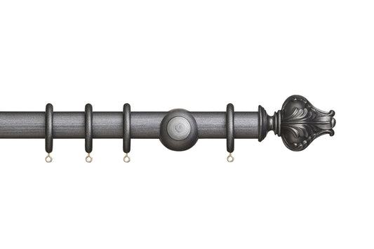Hallis Museum Vienna 35mm Wooden Curtain Pole - Satin Pewter
