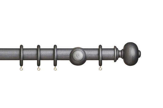 Hallis Museum Parham 35mm Wooden Curtain Pole - Satin Pewter