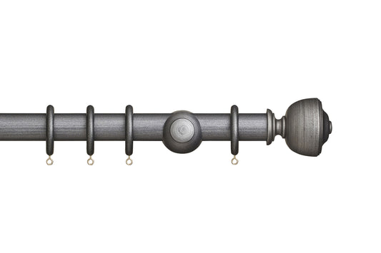 Hallis Museum Asher 35mm Wooden Curtain Pole - Satin Pewter