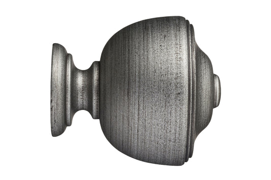 Hallis Museum Asher 35mm Wooden Curtain Pole Finial - Satin Pewter