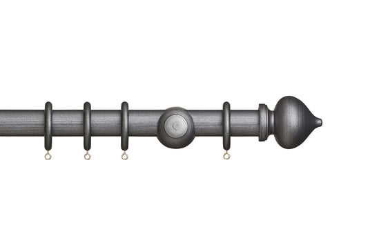 Hallis Museum Florence 35mm Wooden Curtain Pole - Satin Pewter