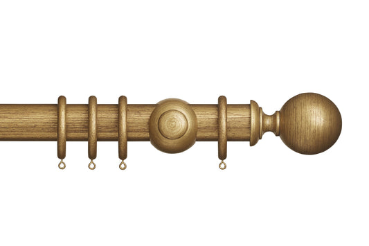 Hallis Museum Plain Ball 45mm Wooden Curtain Pole - Antique Gilt
