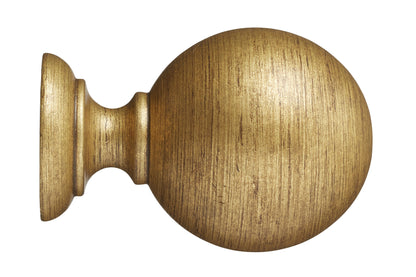 Hallis Museum Plain Ball 45mm Wooden Curtain Pole Finial - Antique Gilt