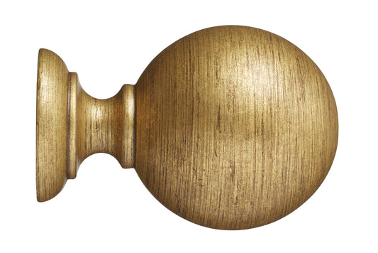 Hallis Museum Plain Ball 45mm Wooden Curtain Pole Finial - Antique Gilt