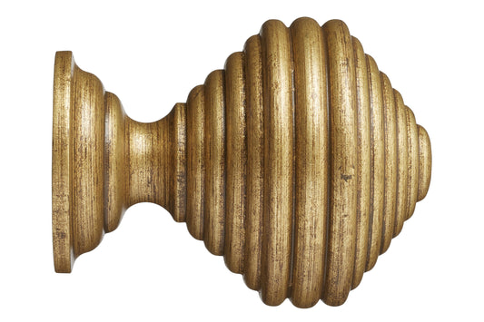 Hallis Museum Dune 45mm Wooden Curtain Pole Finial - Antique Gilt