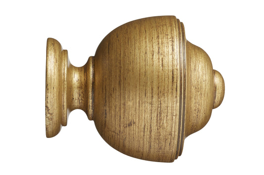 Hallis Museum Asher 45mm Wooden Curtain Pole Finial - Antique Gilt