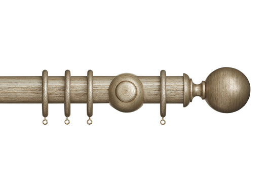 Hallis Museum Plain Ball 45mm Wooden Curtain Pole - Antique Silver
