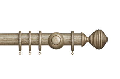 Hallis Museum Dune 45mm Wooden Curtain Pole - Antique Silver