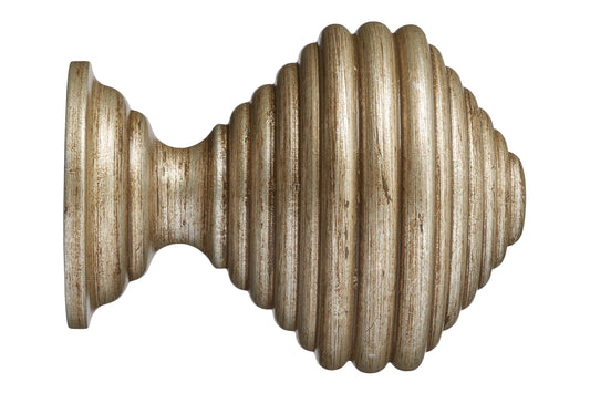 Hallis Museum Dune 45mm Wooden Curtain Pole Finial - Antique Silver