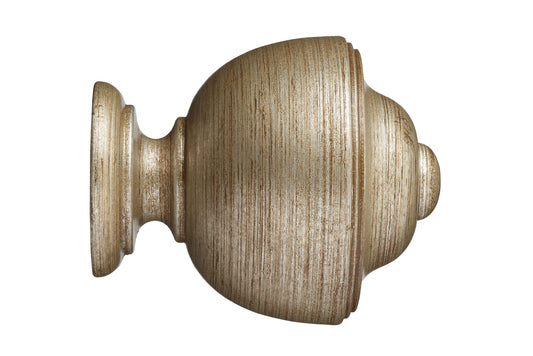 Hallis Museum Asher 45mm Wooden Curtain Pole Finial - Antique Silver