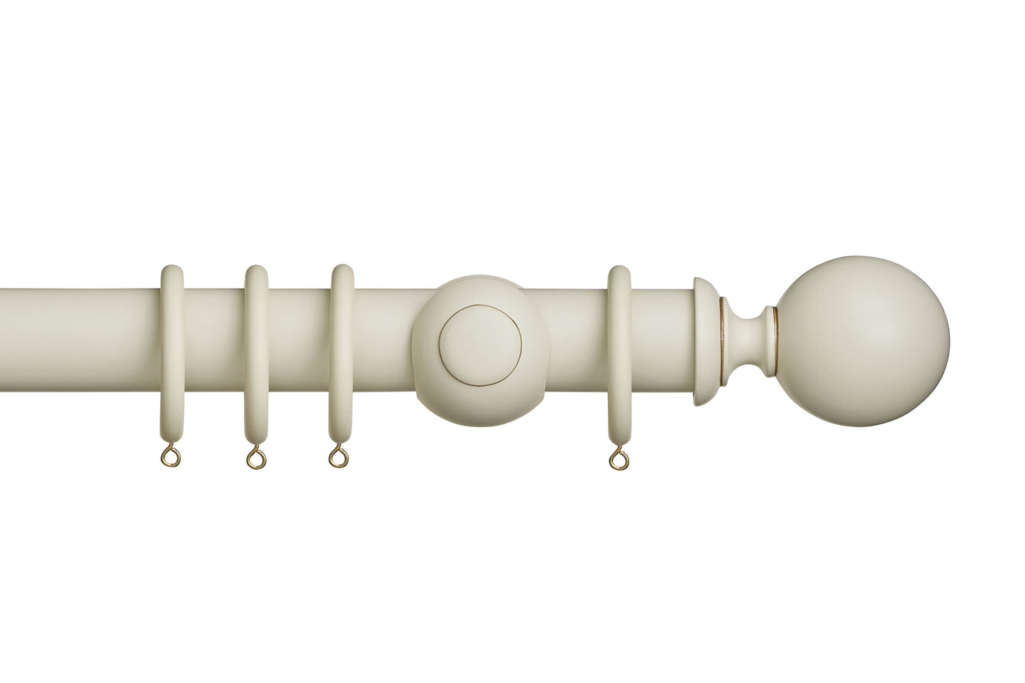 Hallis Museum Plain Ball 45mm Wooden Curtain Pole - Antique White