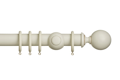 Hallis Museum Plain Ball 45mm Wooden Curtain Pole - Antique White