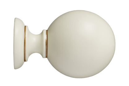 Hallis Museum Plain Ball 45mm Wooden Curtain Pole Finial - Antique White
