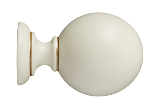 Hallis Museum Plain Ball 45mm Wooden Curtain Pole Finial - Antique White