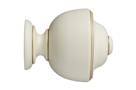 Hallis Museum Asher 45mm Wooden Curtain Pole Finial - Antique White