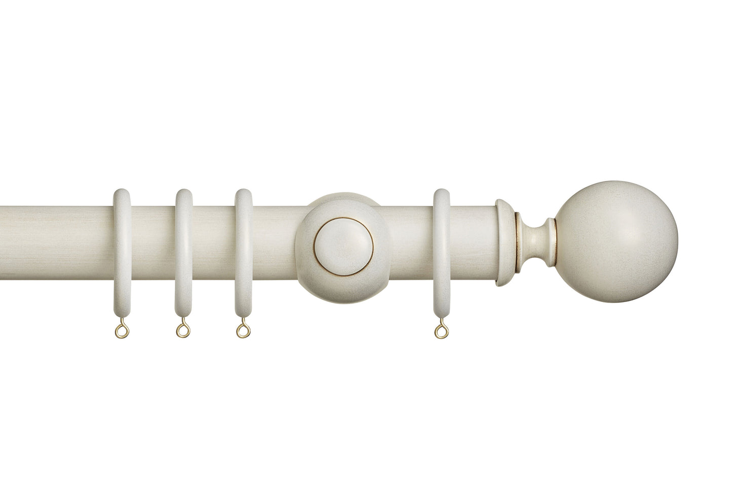 Hallis Museum Plain Ball 45mm Wooden Curtain Pole - Cream & Gold