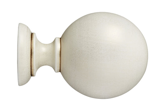 Hallis Museum Plain Ball 45mm Wooden Curtain Pole Finial - Cream & Gold