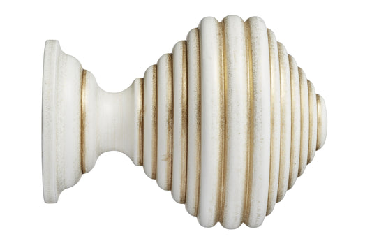 Hallis Museum Dune 45mm Wooden Curtain Pole Finial - Cream & Gold