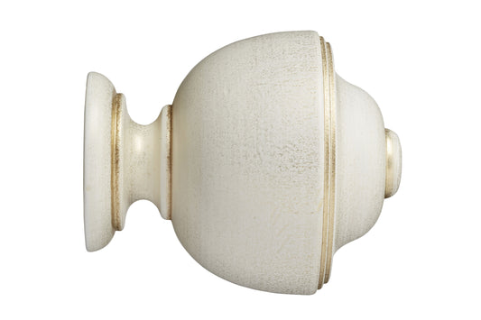 Hallis Museum Asher 45mm Wooden Curtain Pole Finial - Cream & Gold